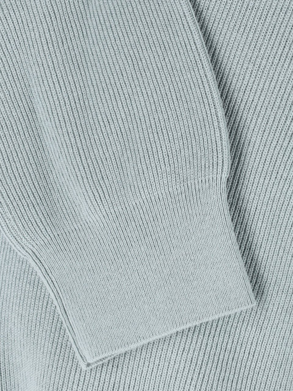 Closed Half-Zip Knit Sweater with High Collar and Ribbed Texture Blauw