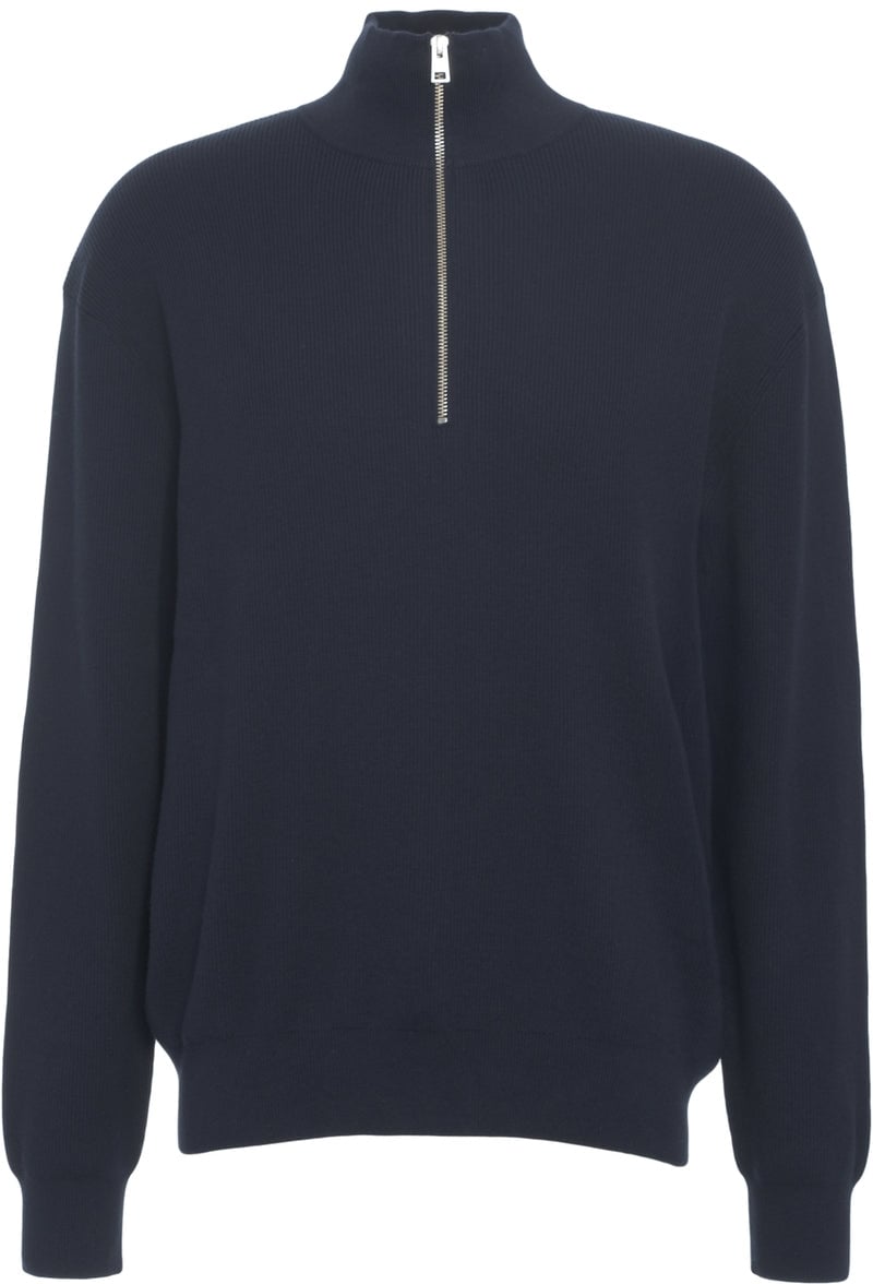 Closed Knit sweater with zip Blauw