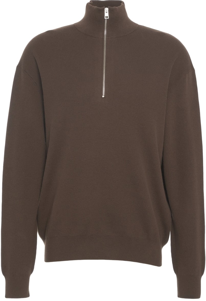 Closed Ribbed knit pullover with half zip Bruin