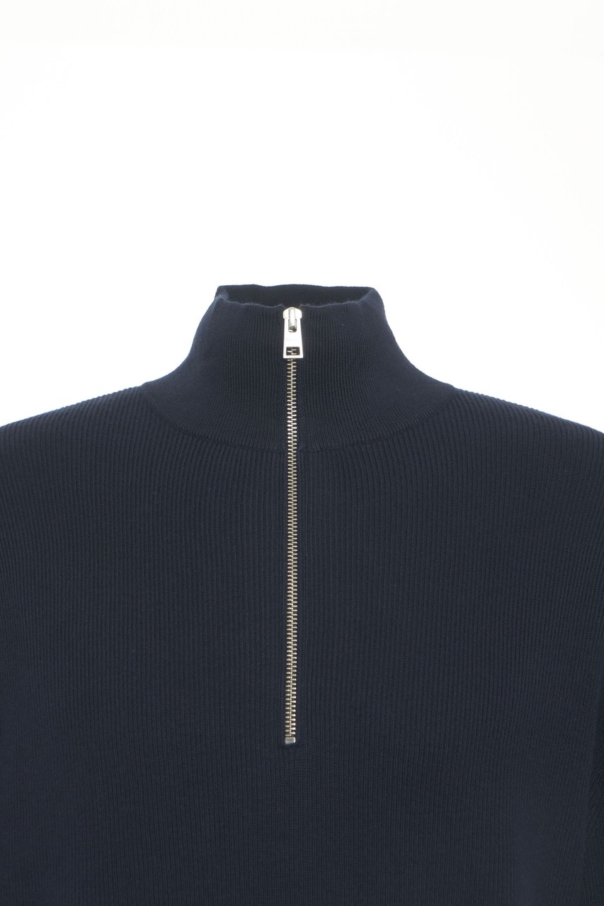Closed Knit sweater with zip Blauw