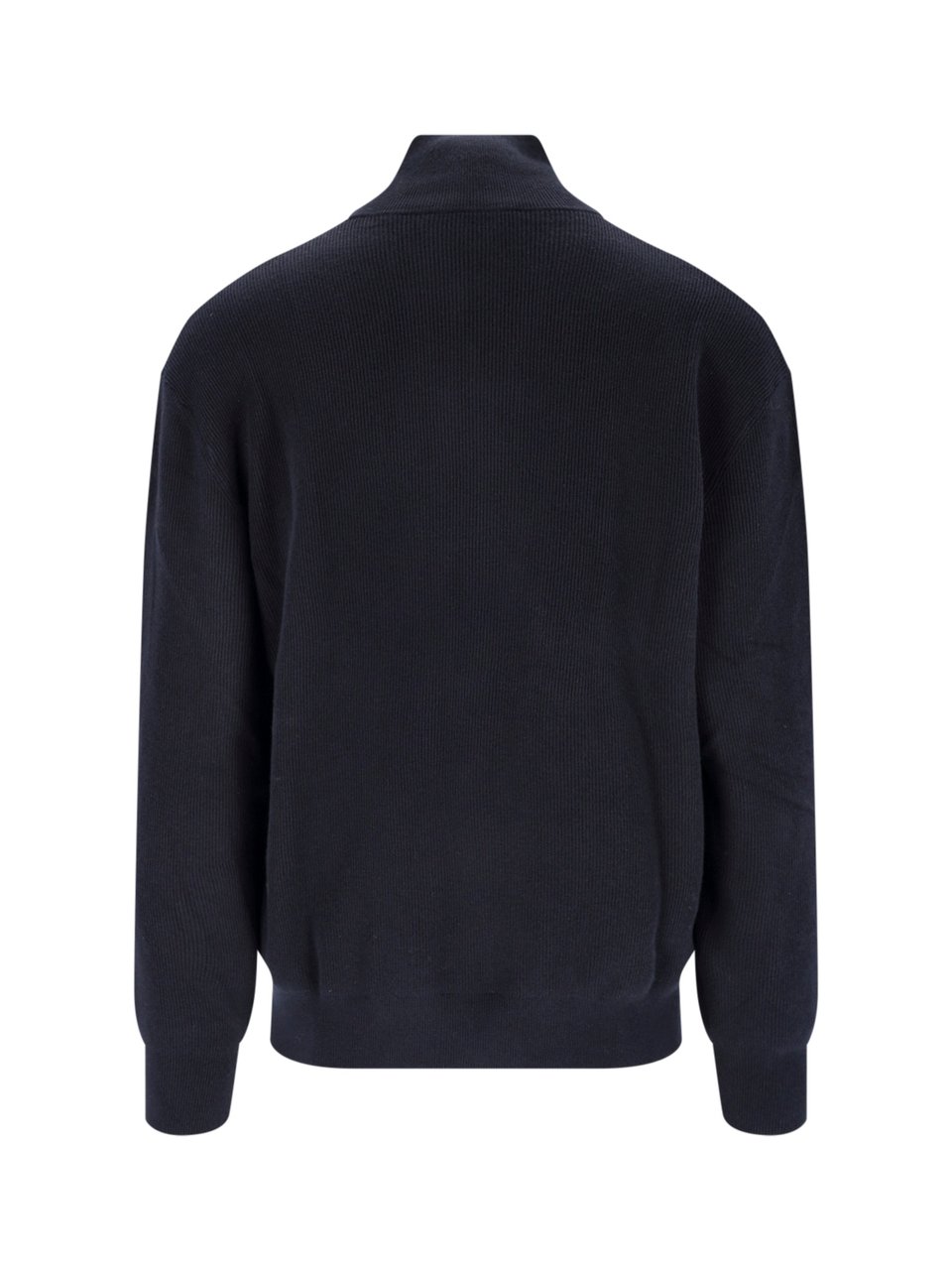 Closed Dark Blue Cotton Blend Knit Pullover With Half-Zip Closure Blauw