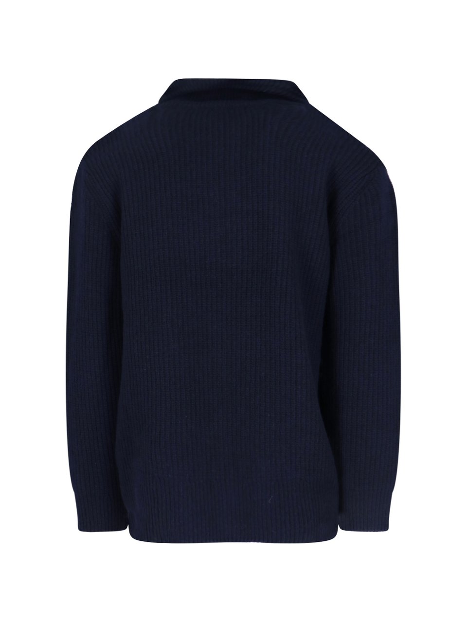 Closed Navy Blue High-Neck Ribbed Wool Sweater Blauw