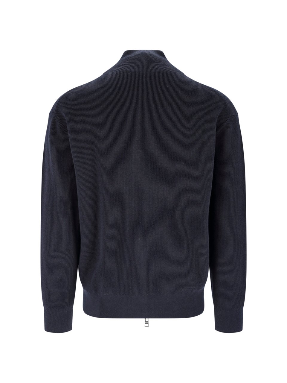 Closed High Collar Dark Blue Zip-Up Sweater Blauw