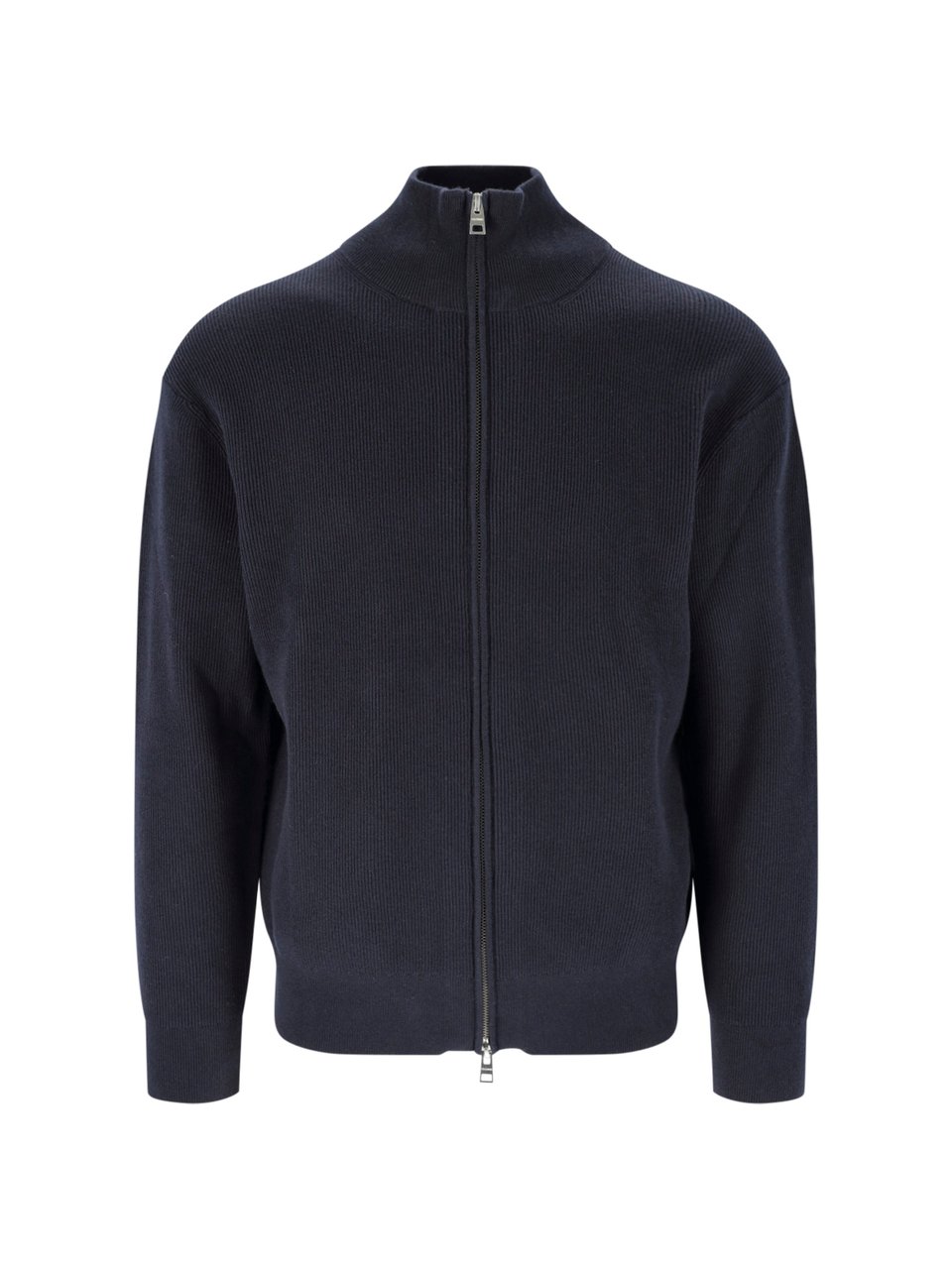 Closed High Collar Dark Blue Zip-Up Sweater Blauw