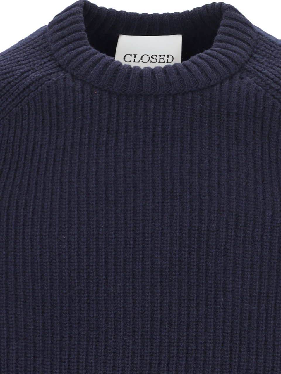 Closed Navy Blue Ribbed Wool Sweater Blauw
