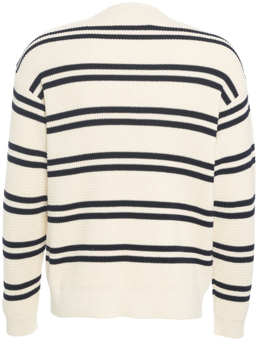 Closed Pullover with stripes Wit