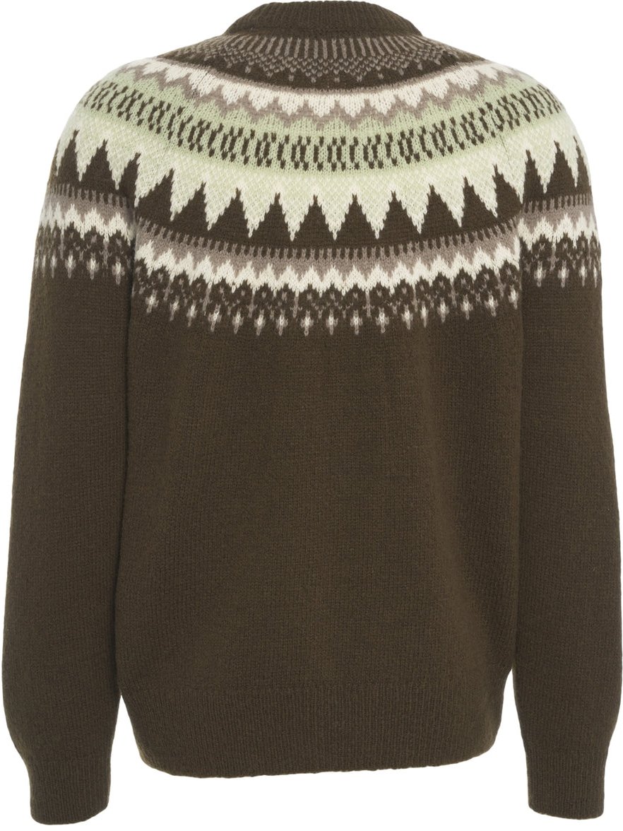 Closed Sweater with Norwegian pattern Bruin
