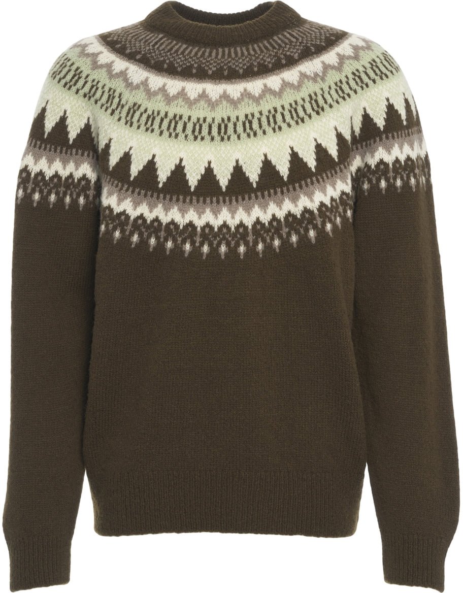 Closed Sweater with Norwegian pattern Bruin