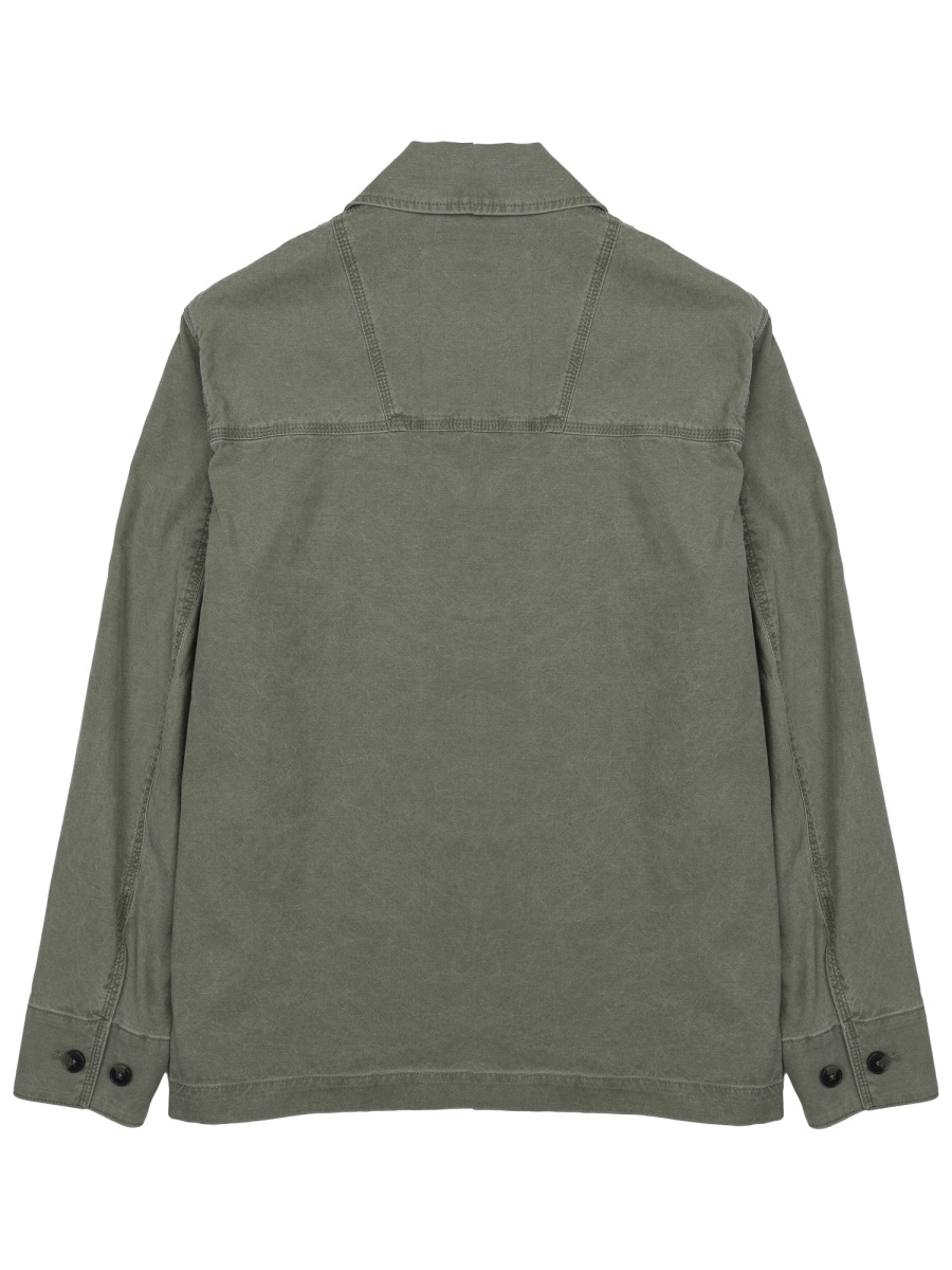Closed Button-Up Green Cotton Sports Jacket with Structured Collar Grijs