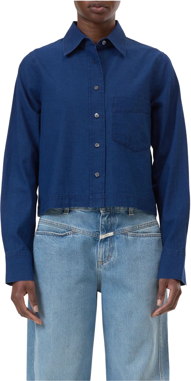 Closed Closed Cropped Classic Shirt Blouses Donkerblauw C94375-19y-27 Blauw