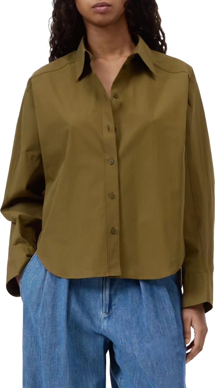 Closed Gathered Shirt Blouses Olijf C94564-252-22 Groen