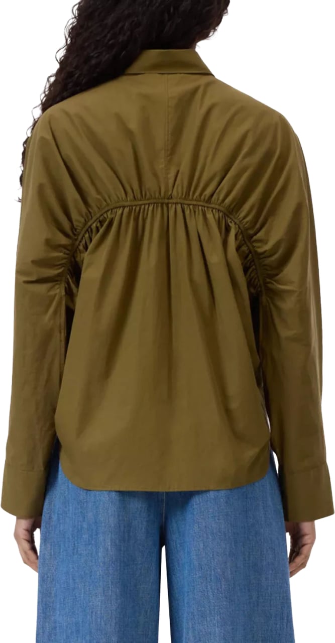 Closed Gathered Shirt Blouses Olijf C94564-252-22 Groen