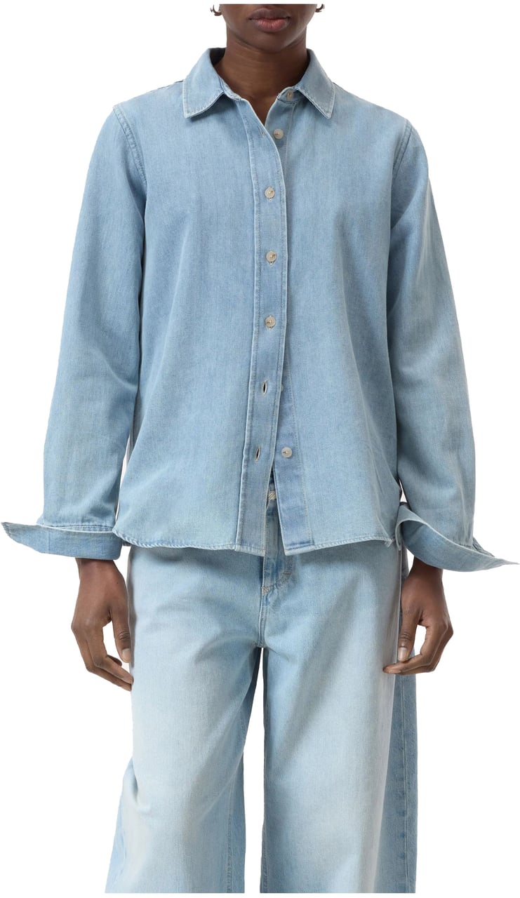 Closed Closed Classic Shirt Visible Placket Blouses Lichtblauw C94715-16c-3h Blauw