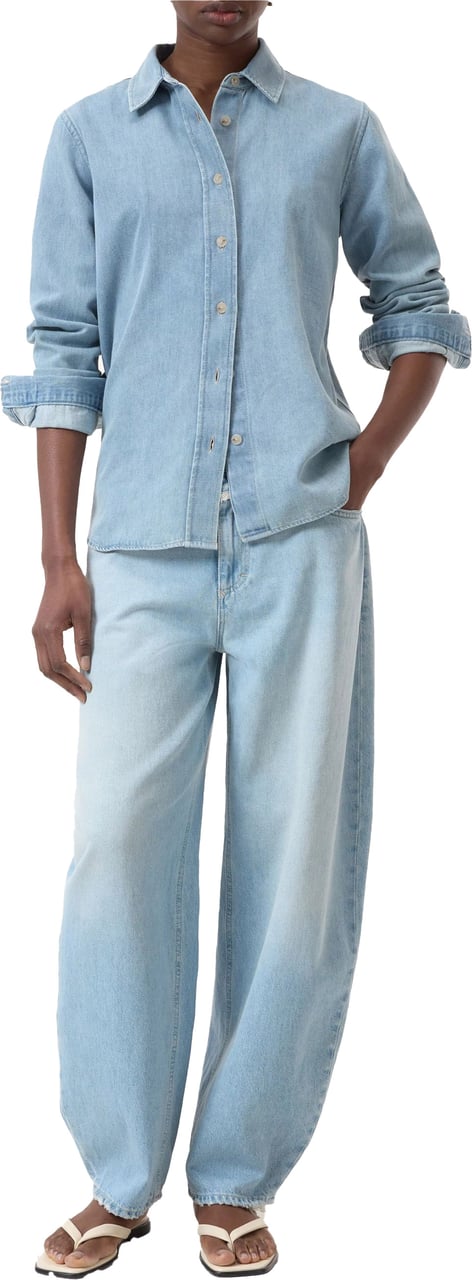 Closed Closed Classic Shirt Visible Placket Blouses Lichtblauw C94715-16c-3h Blauw