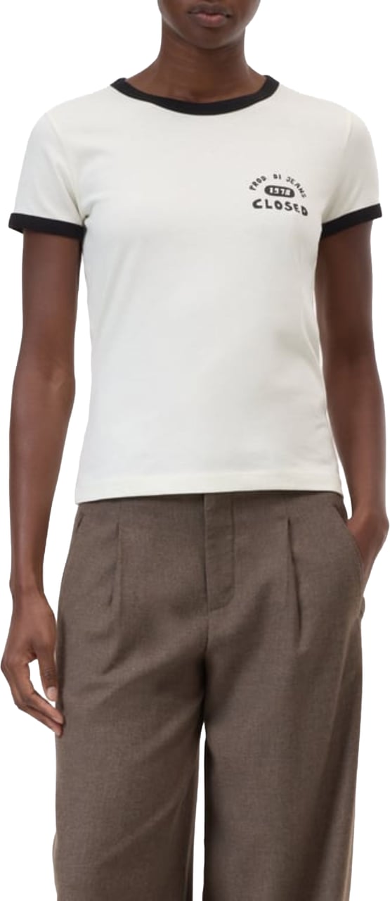 Closed Slim T-shirt T-shirts Ecru C95671-44h-pr Wit