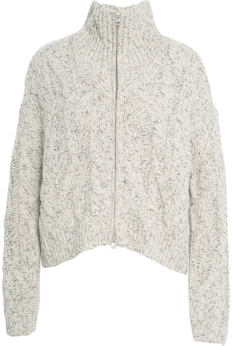 Closed Cardigan with cable knit pattern Beige