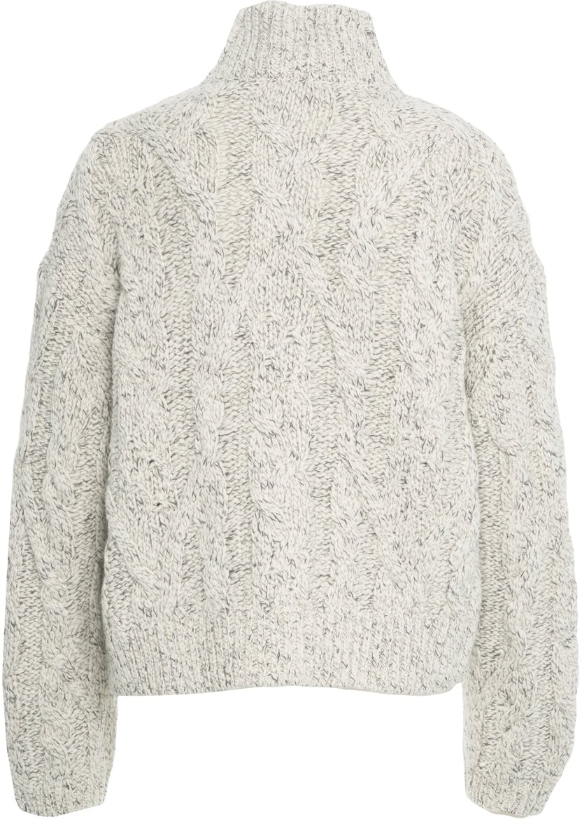 Closed Cardigan with cable knit pattern Beige