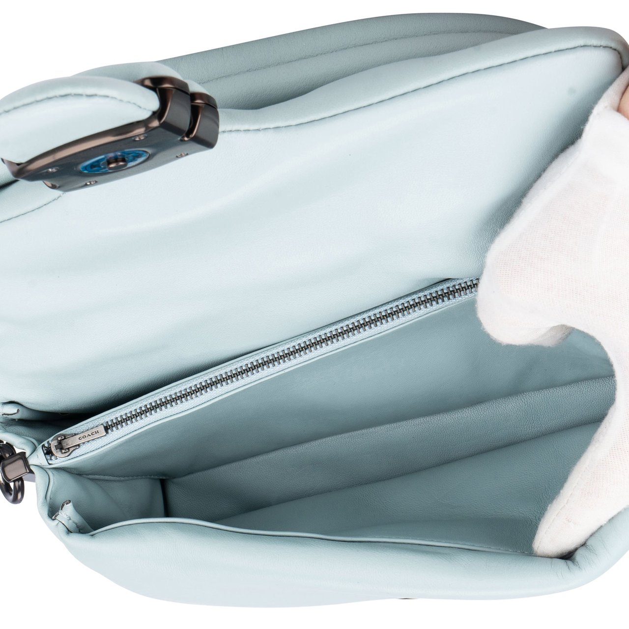 Coach Coach Blue Leather Tabby Pillow Handbag Blauw