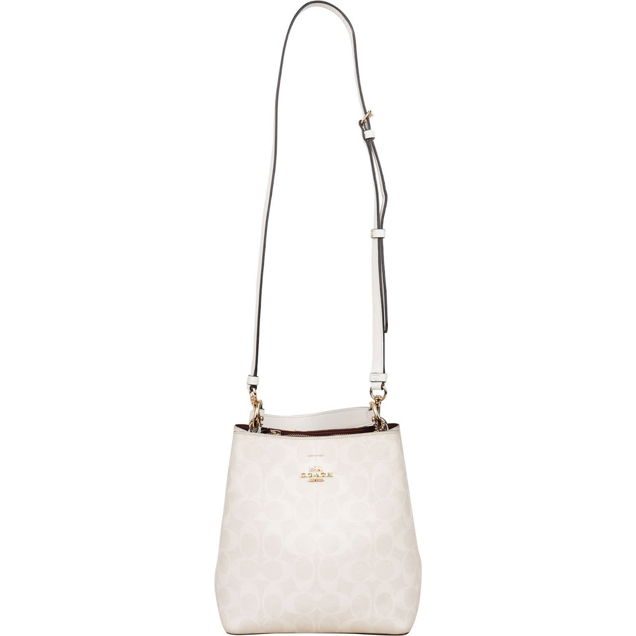 Coach White Monogram Mollie Bucket Handbag Wit
