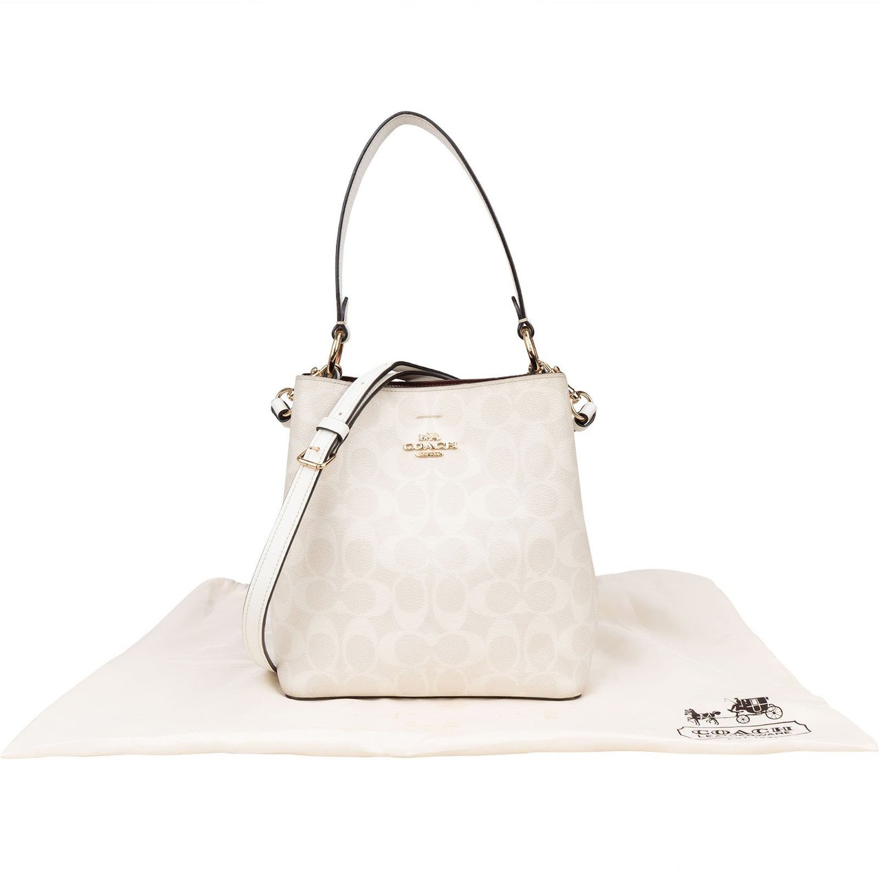 Coach White Monogram Mollie Bucket Handbag Wit