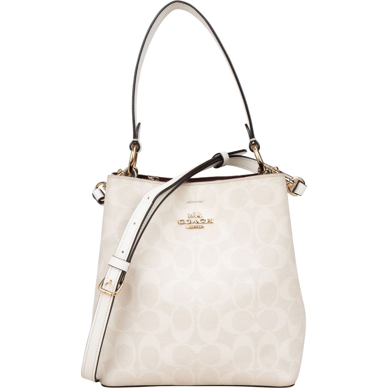 Coach White Monogram Mollie Bucket Handbag Wit