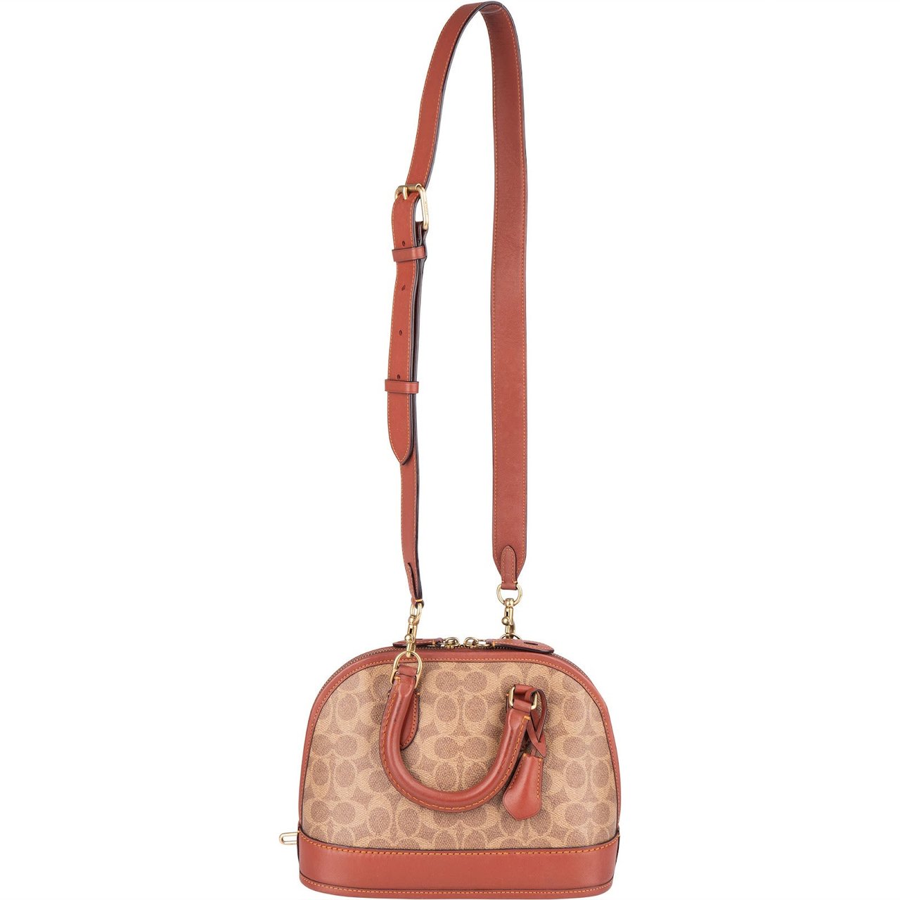 Coach Coach Monogram Canvas Sabrina Satchel Handbag Bruin