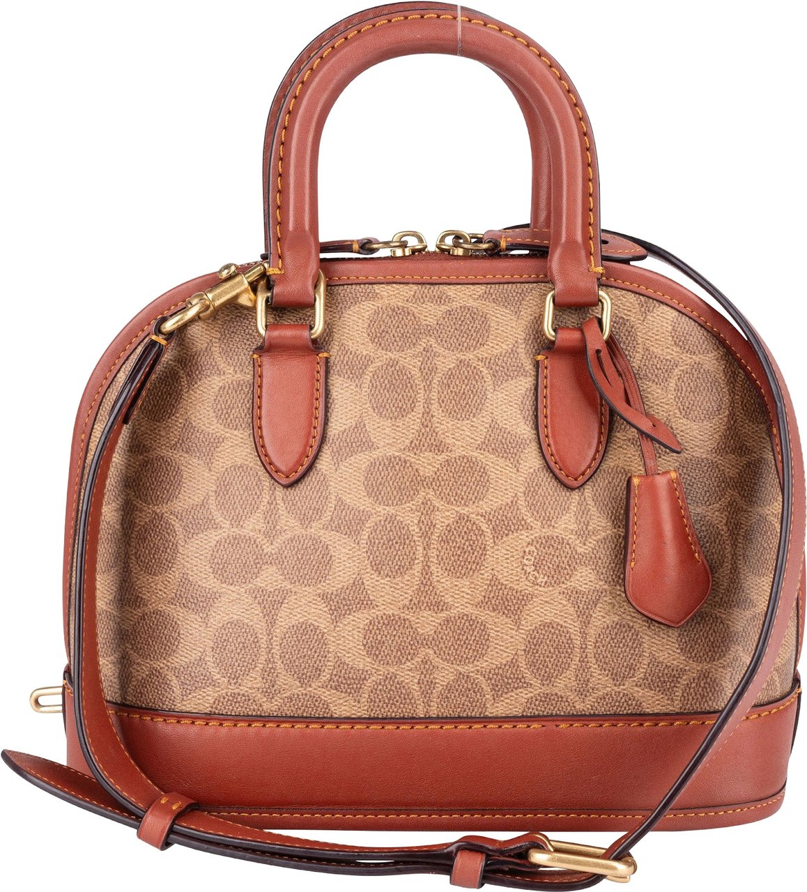 Coach Coach Monogram Canvas Sabrina Satchel Handbag Bruin