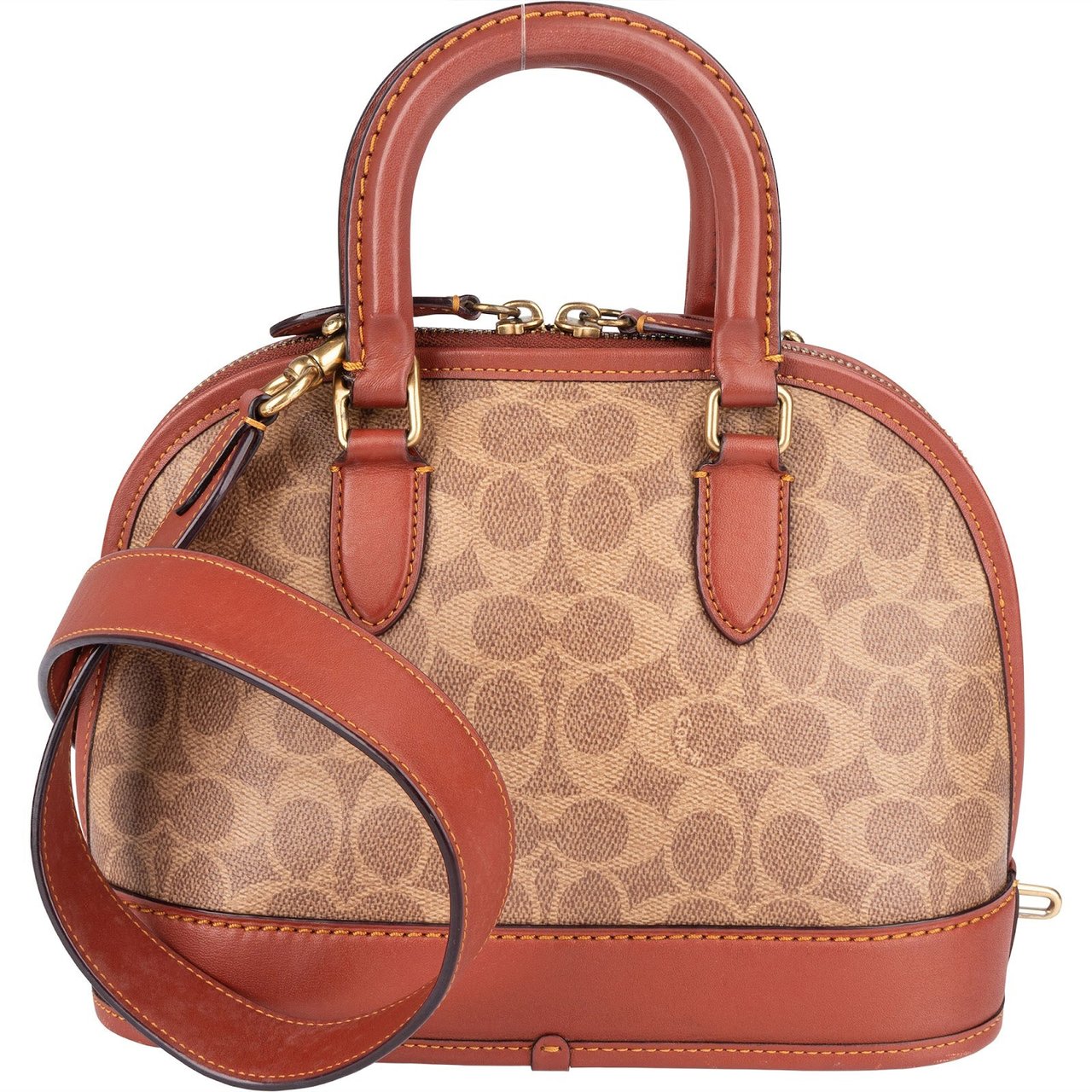 Coach Coach Monogram Canvas Sabrina Satchel Handbag Bruin