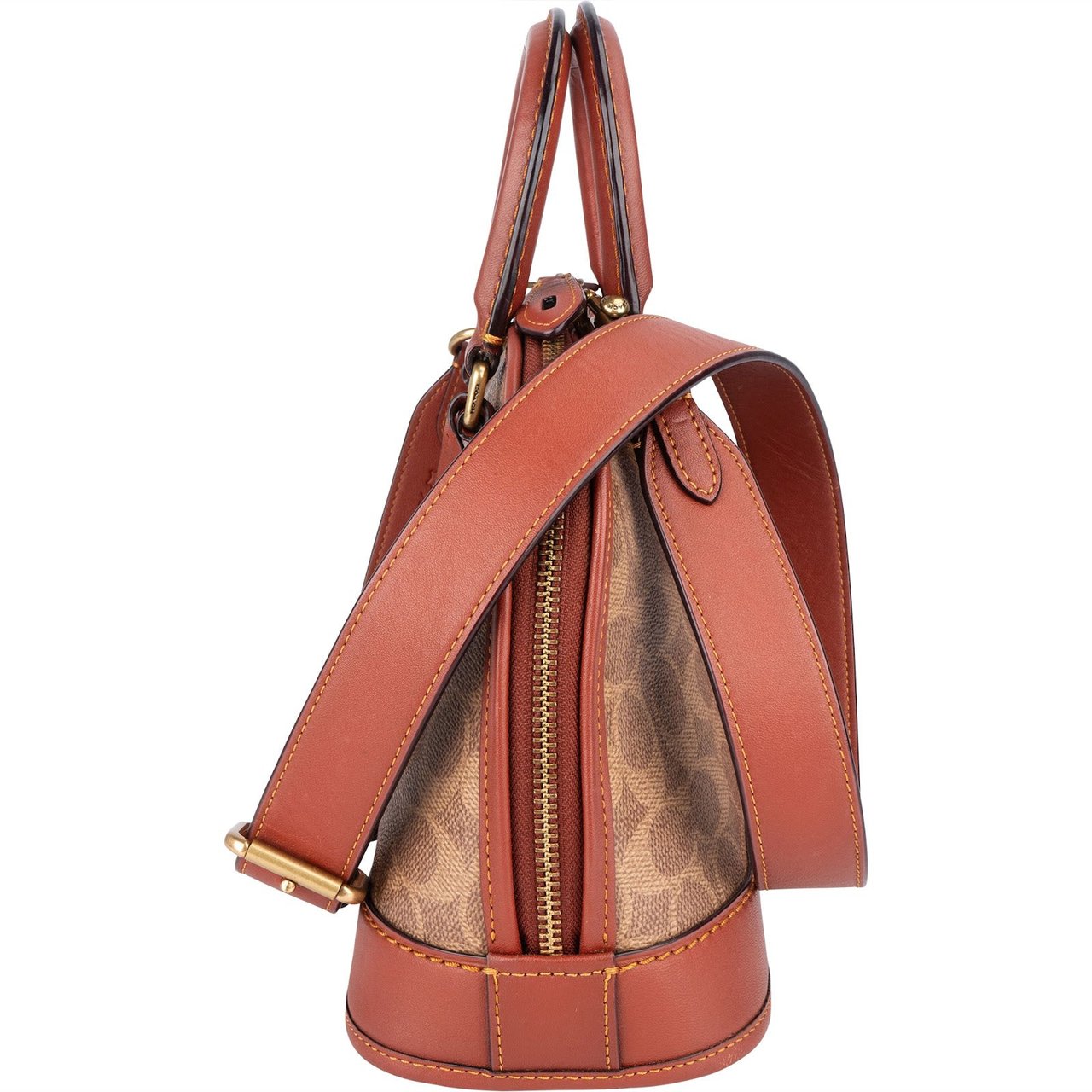 Coach Coach Monogram Canvas Sabrina Satchel Handbag Bruin