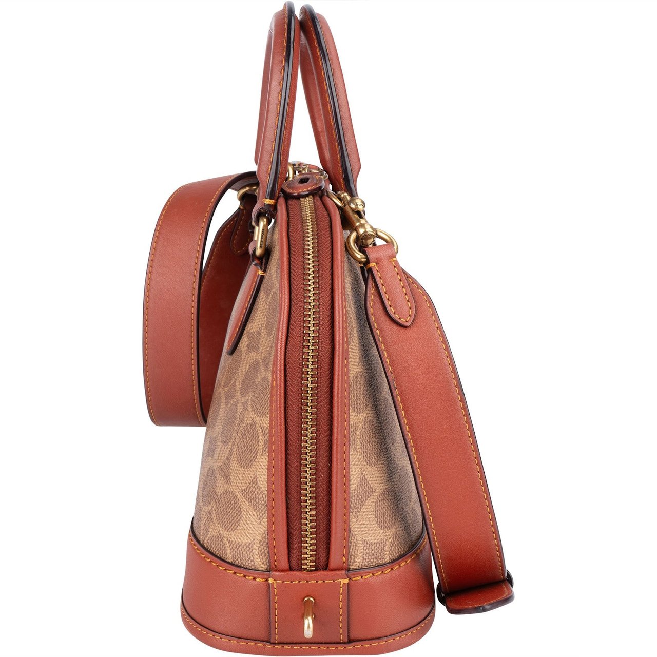 Coach Coach Monogram Canvas Sabrina Satchel Handbag Bruin