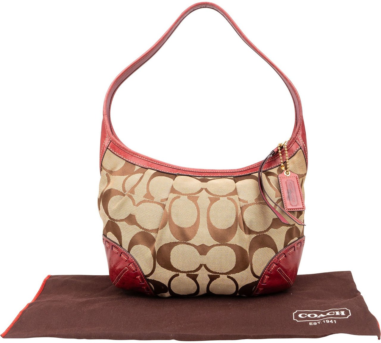 Coach Coach Classic Monogram Pleated Hobo Shoulder Bag Bruin