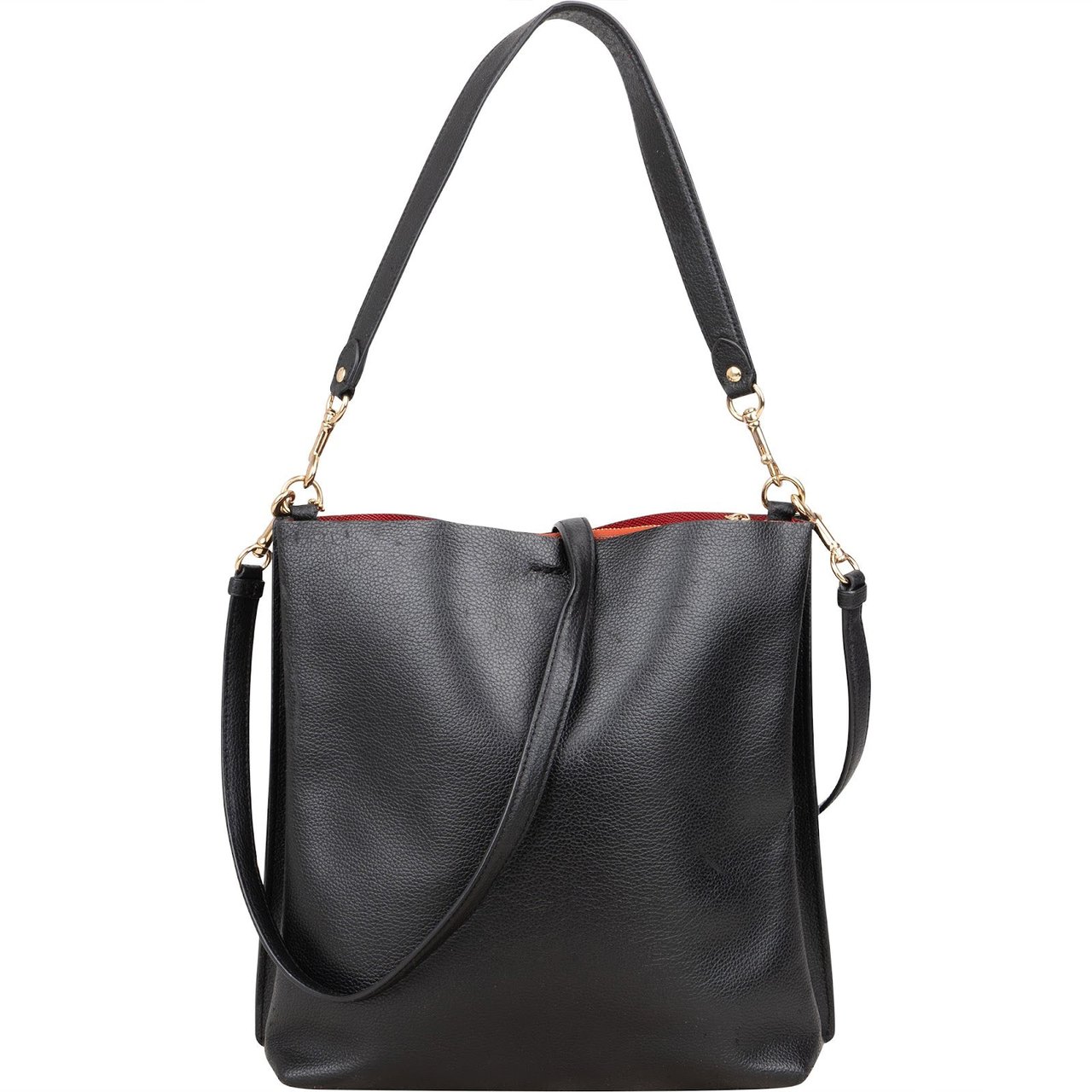 Coach Coach Pebbled Leather Mollie Bucket Shoulder Bag Zwart
