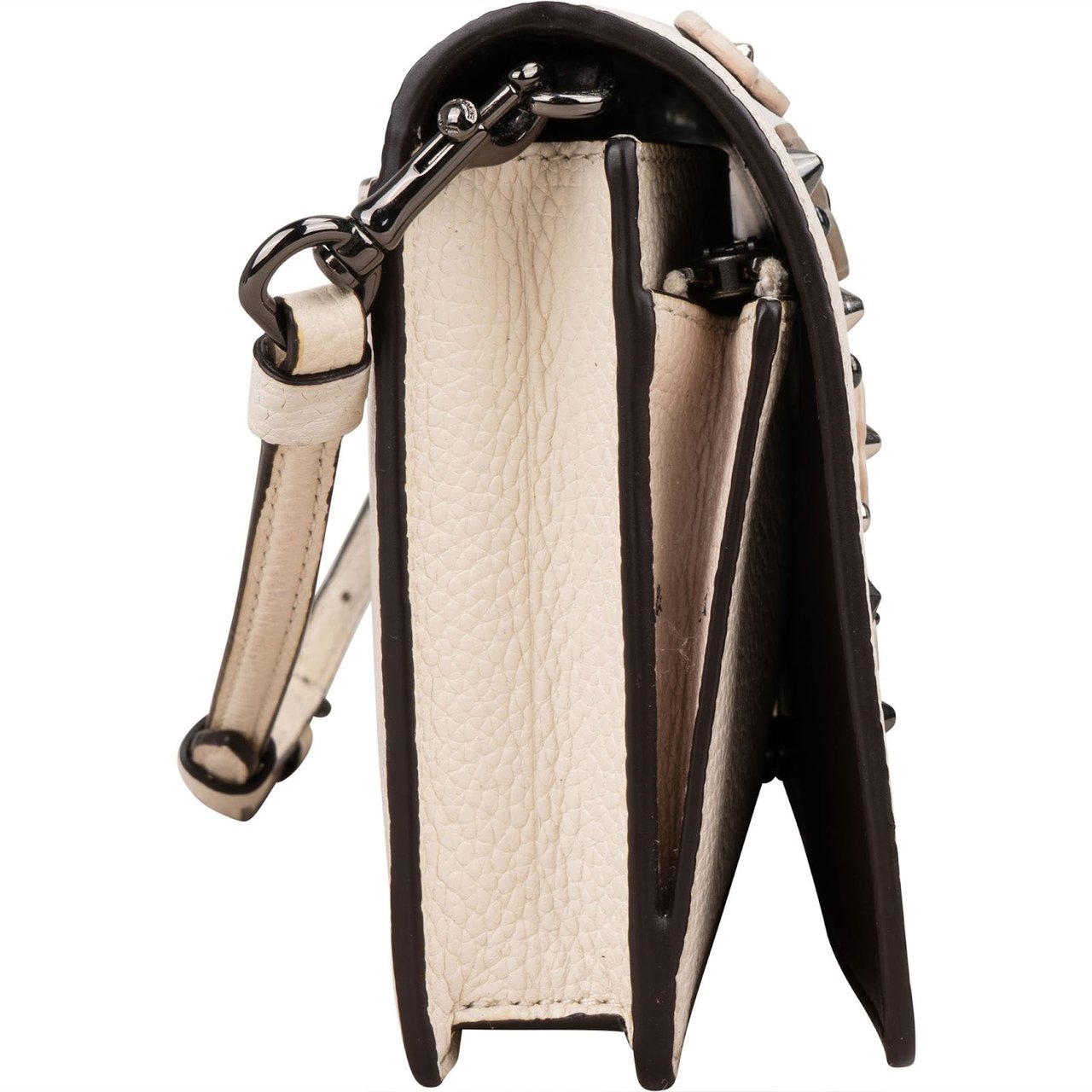 Coach Coach Pebbled Leather Tea Rose Applique Foldover Crossbody Bag Wit