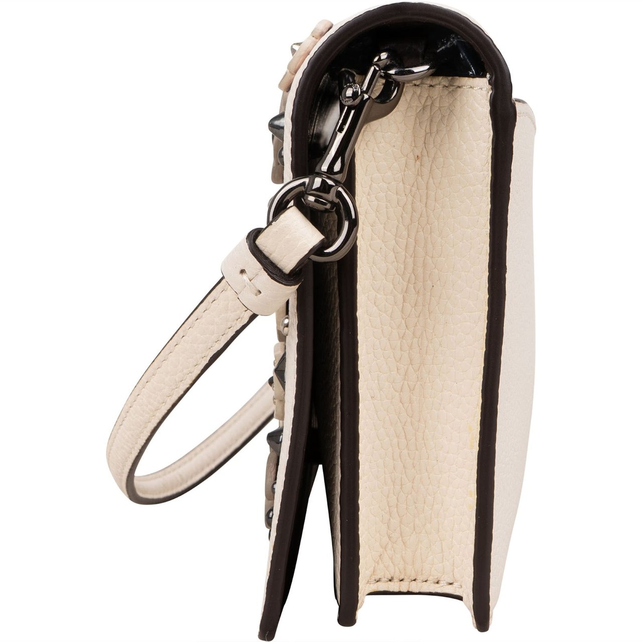 Coach Coach Pebbled Leather Tea Rose Applique Foldover Crossbody Bag Wit