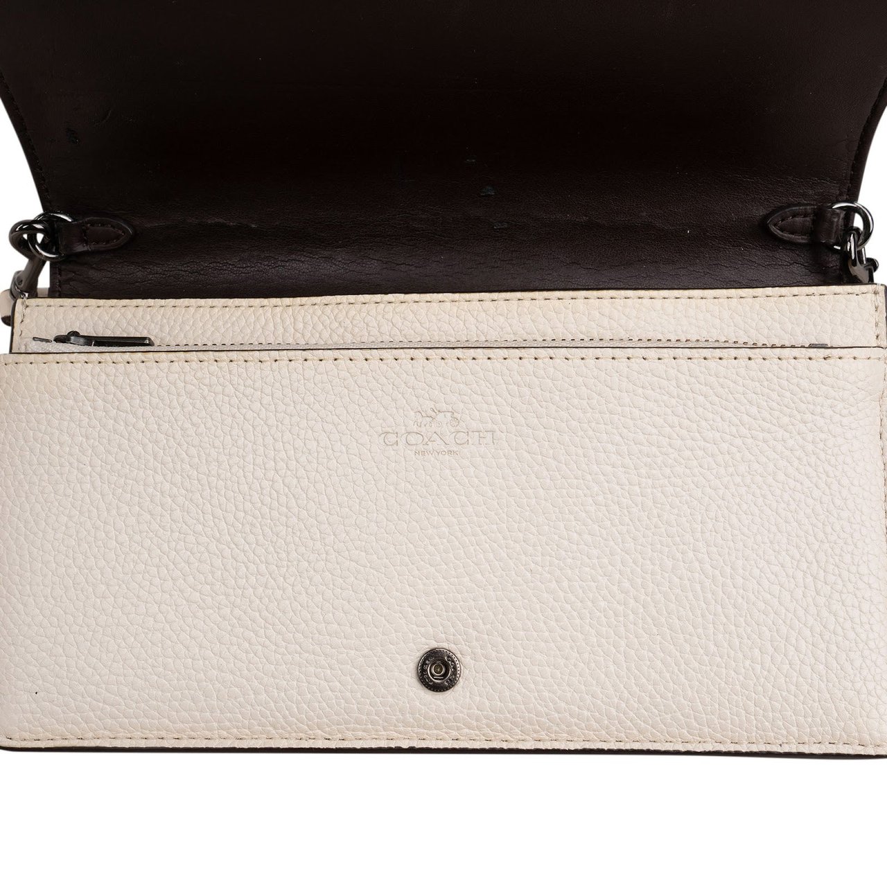 Coach Coach Pebbled Leather Tea Rose Applique Foldover Crossbody Bag Wit