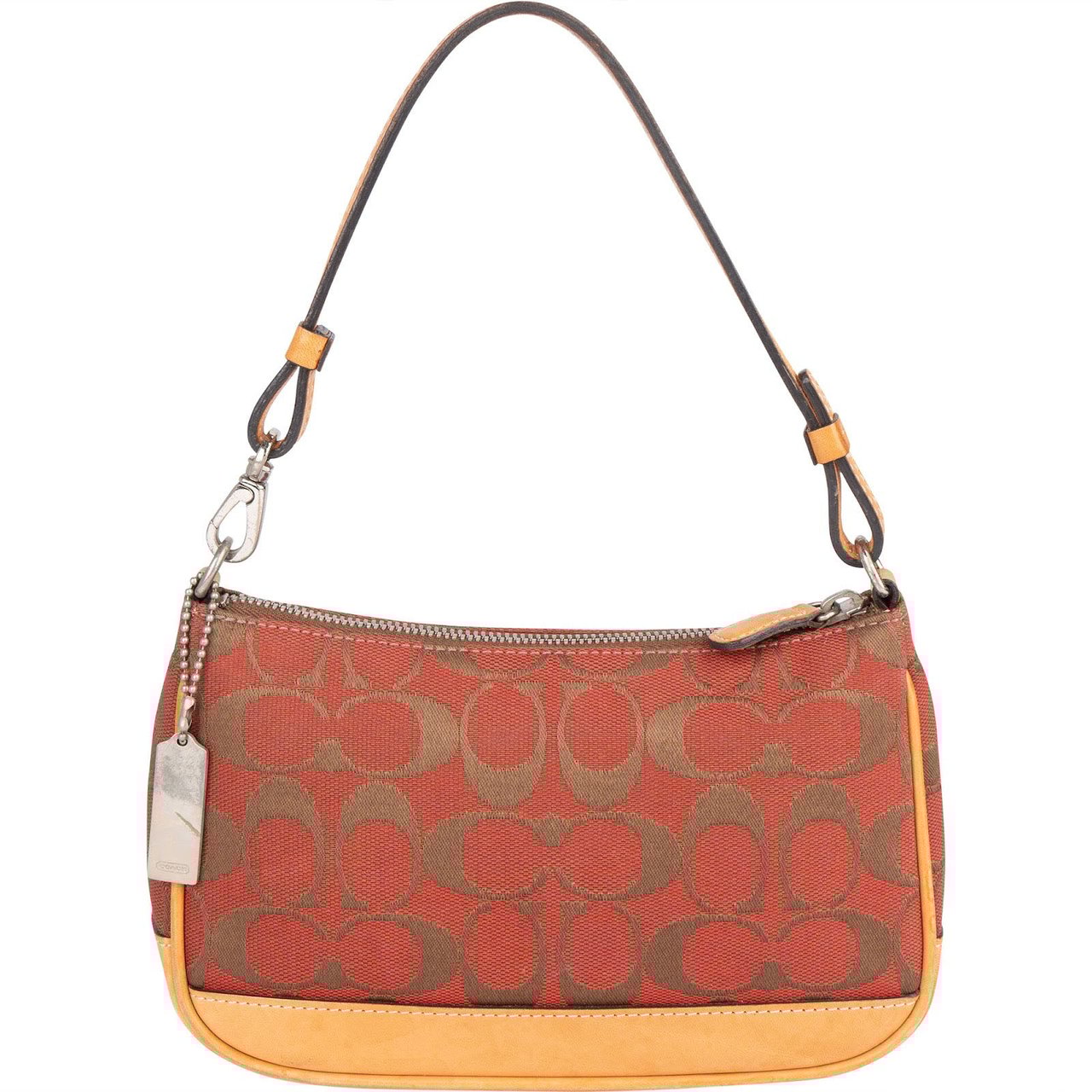 Coach Coach Signature Monogram Pochette Handbag Bruin