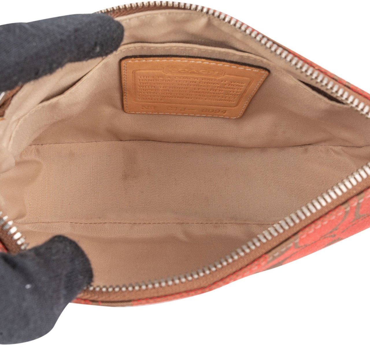 Coach Coach Signature Monogram Pochette Handbag Bruin