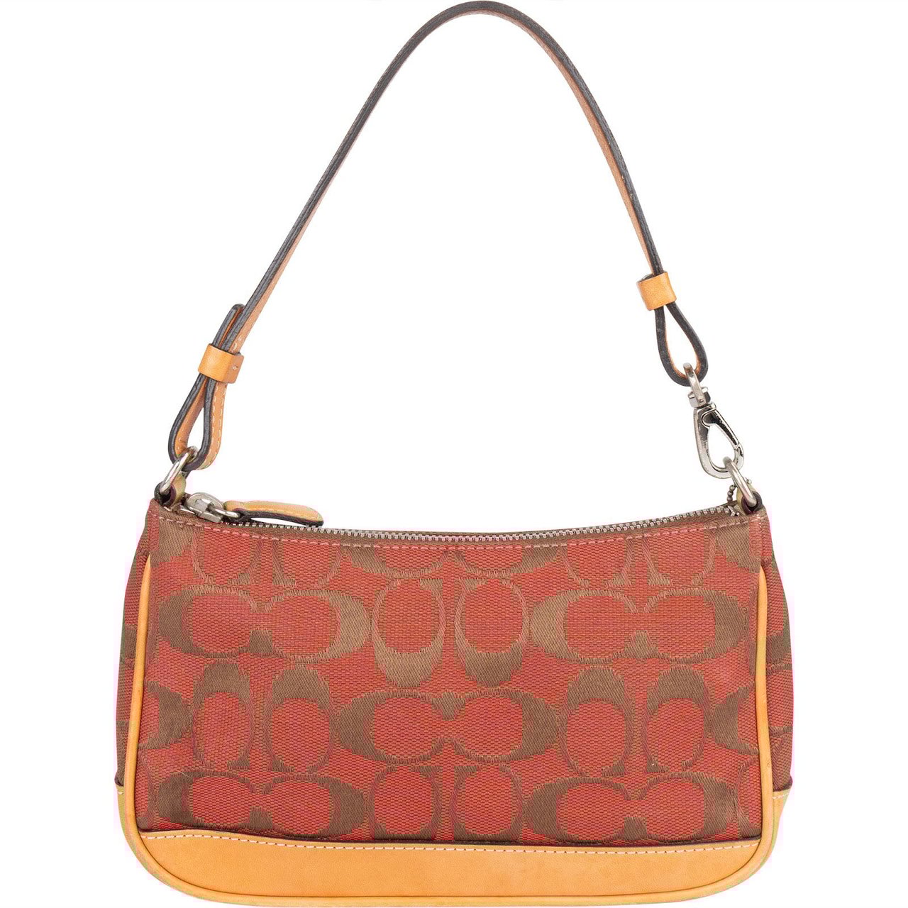 Coach Coach Signature Monogram Pochette Handbag Bruin