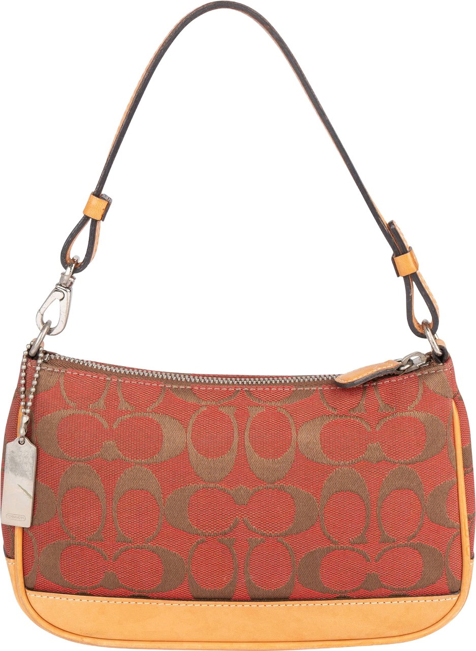 Coach Signature Monogram Pochette Handbag Bruin