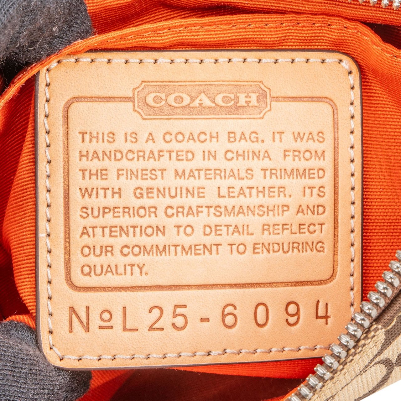 Coach Signature Monogram Pochette Handbag Beige