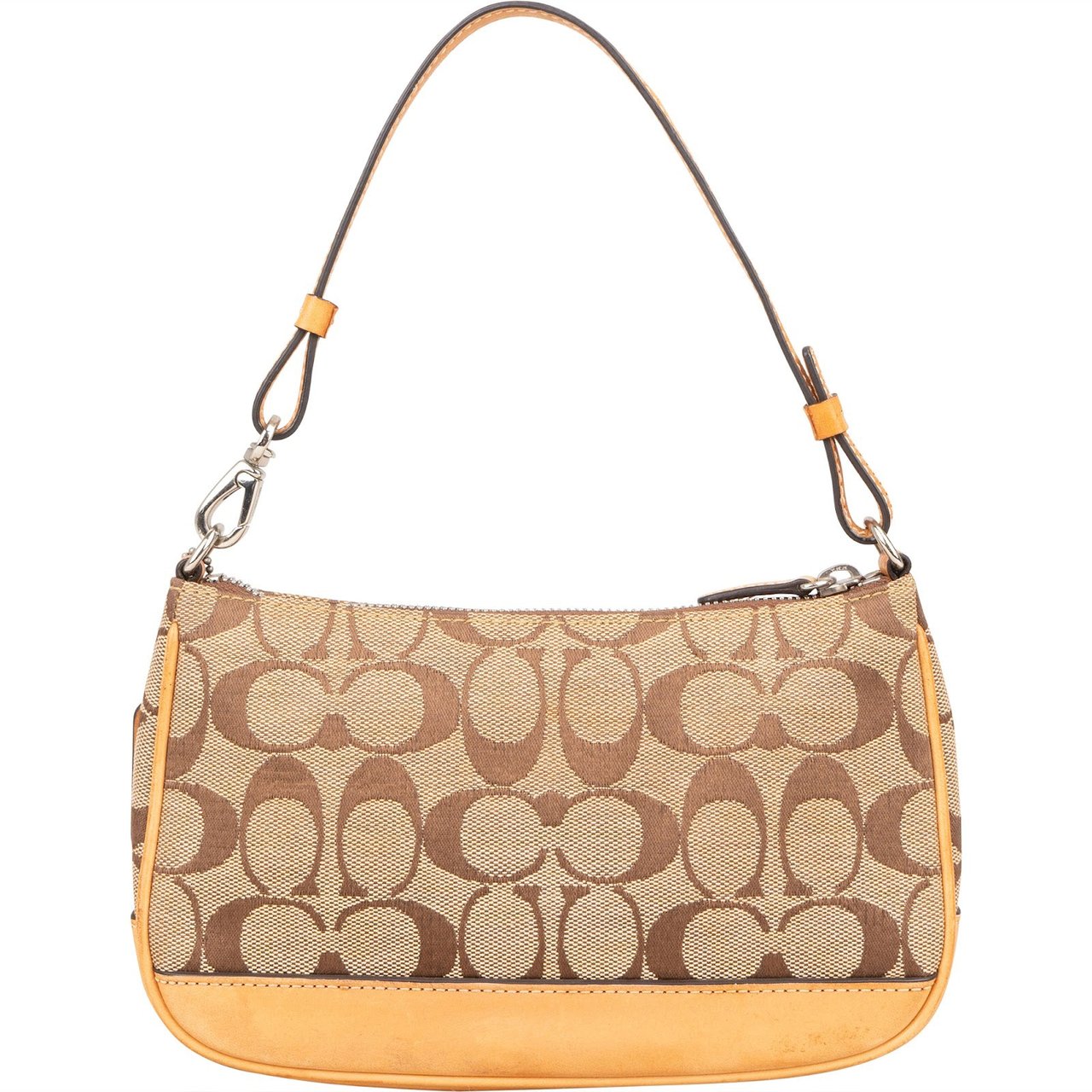 Coach Coach Signature Monogram Pochette Handbag Beige