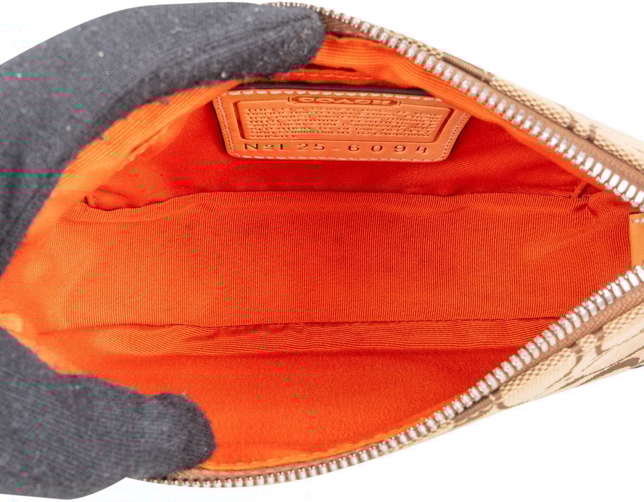 Coach Coach Signature Monogram Pochette Handbag Beige