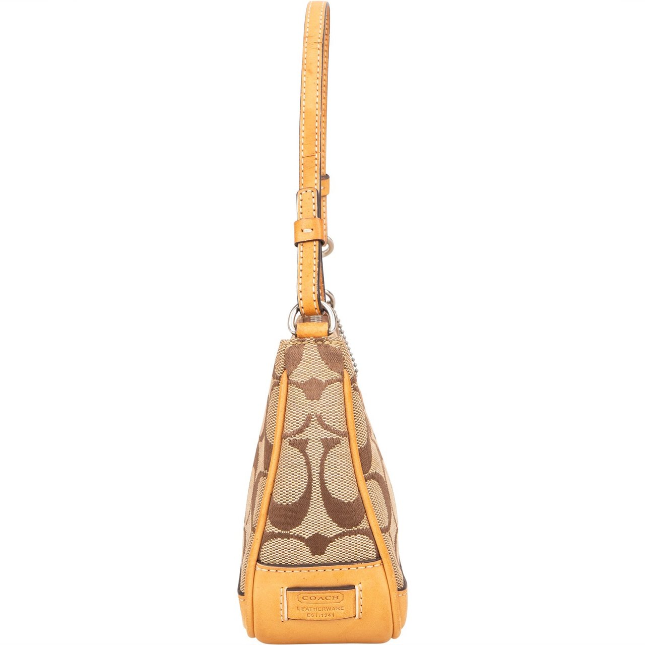 Coach Signature Monogram Pochette Handbag Beige