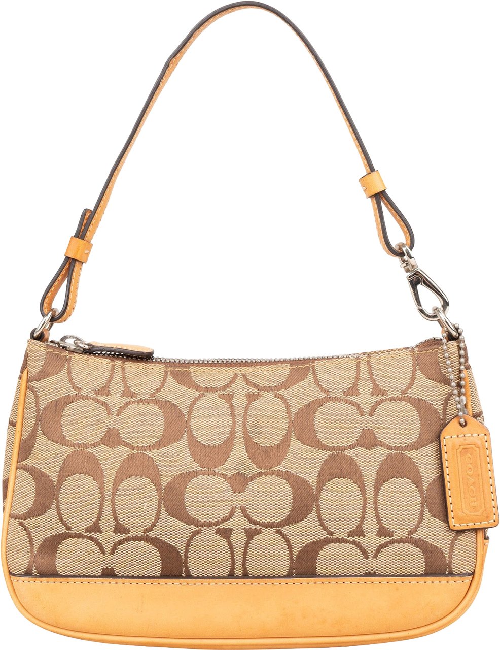 Coach Signature Monogram Pochette Handbag Beige