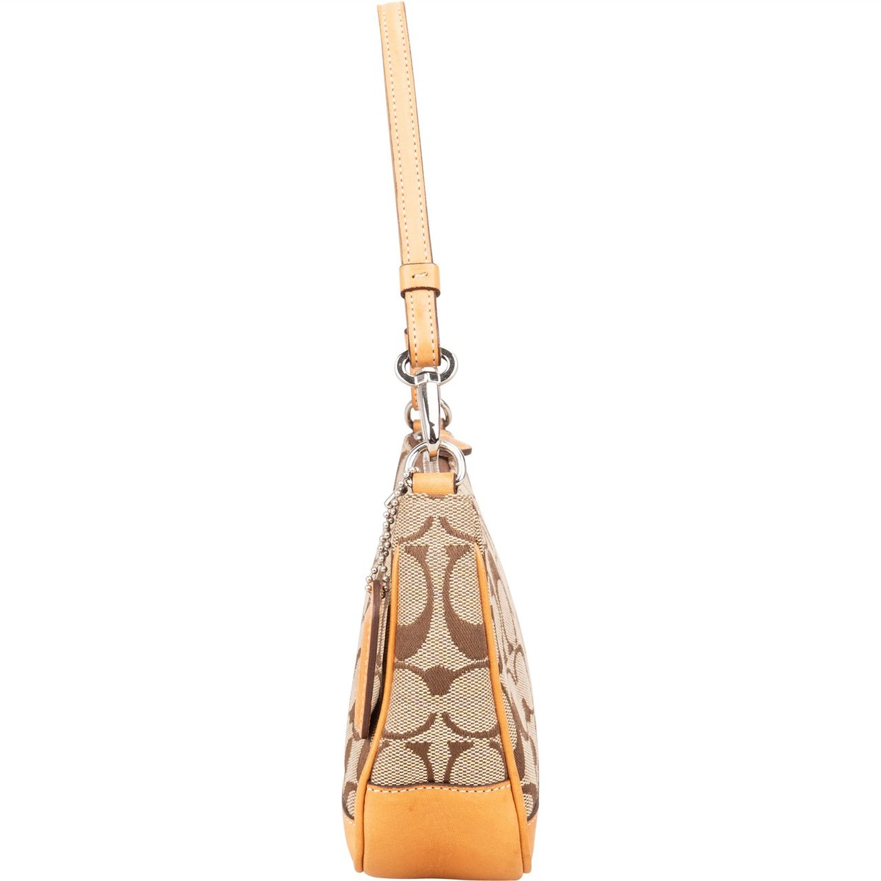 Coach Signature Monogram Pochette Handbag Beige