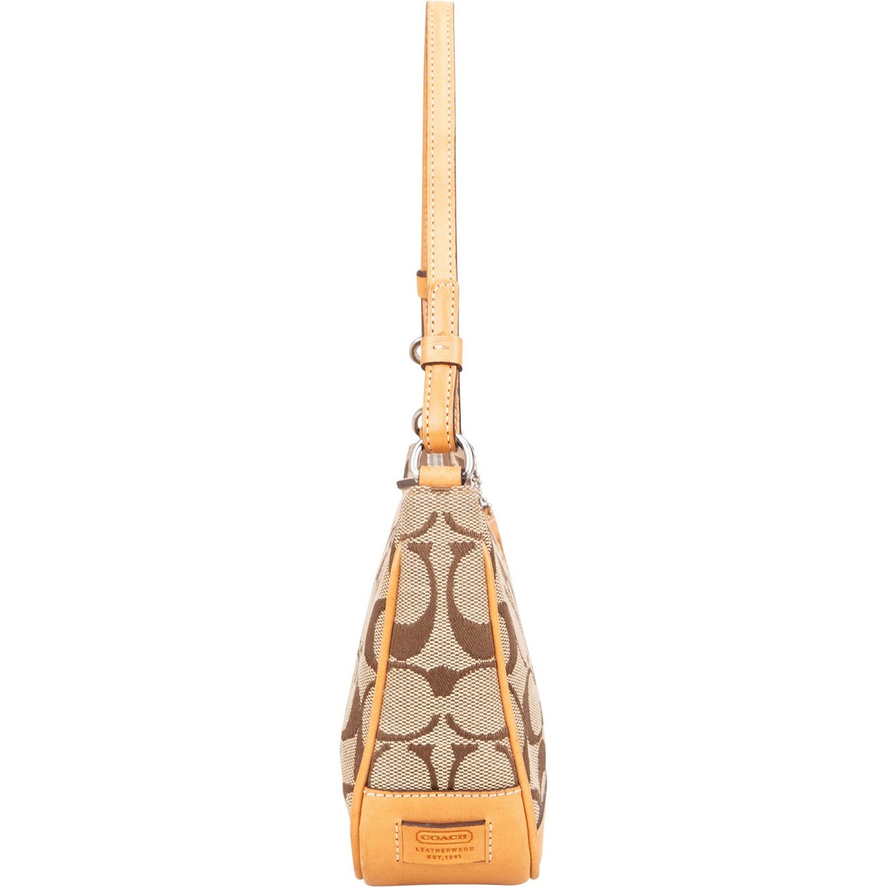 Coach Coach Signature Monogram Pochette Handbag Beige