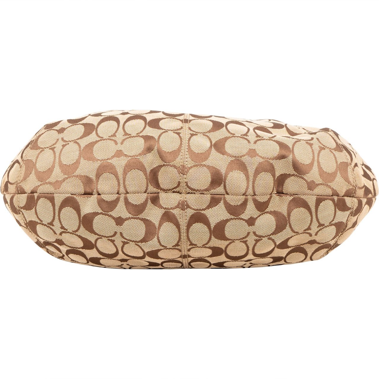 Coach Coach Signature Monogram Pleated Hobo Shoulder Bag Beige