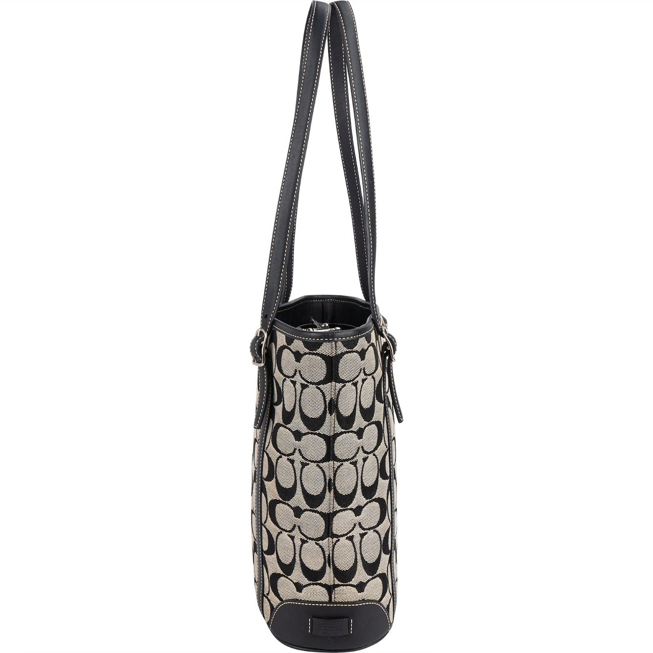 Coach Coach Black Monogram Signature Bucket Tote Shoulder Bag Zwart