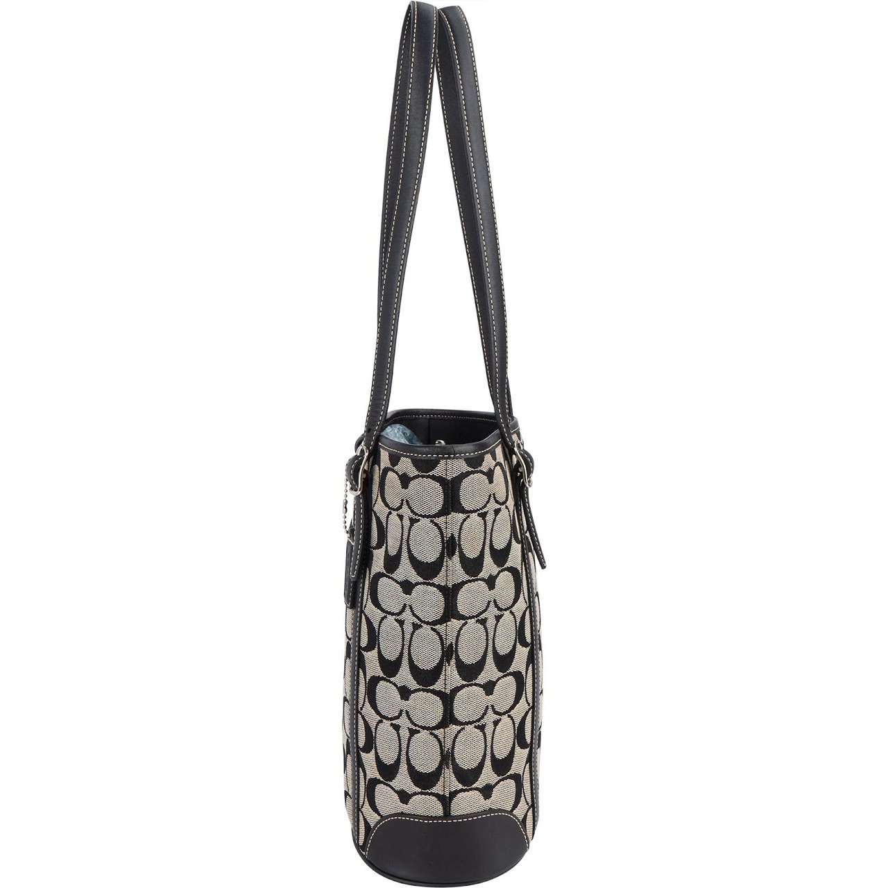 Coach Coach Black Monogram Signature Bucket Tote Shoulder Bag Zwart