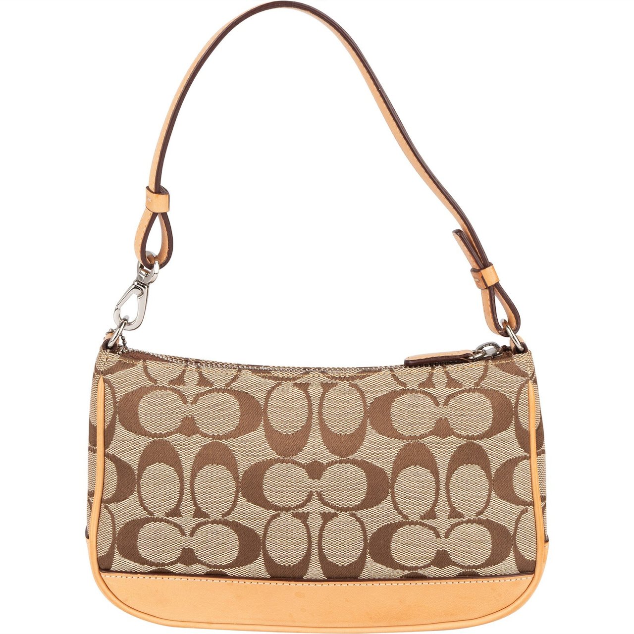 Coach Signature Monogram Pochette Handbag Bruin